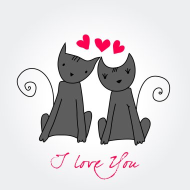 Cute cats in love clipart