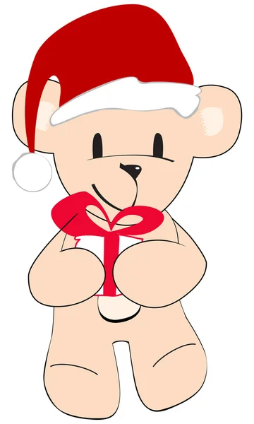 Мила рука намальована стиль Різдвяний плюшевий ведмідь — стоковий вектор