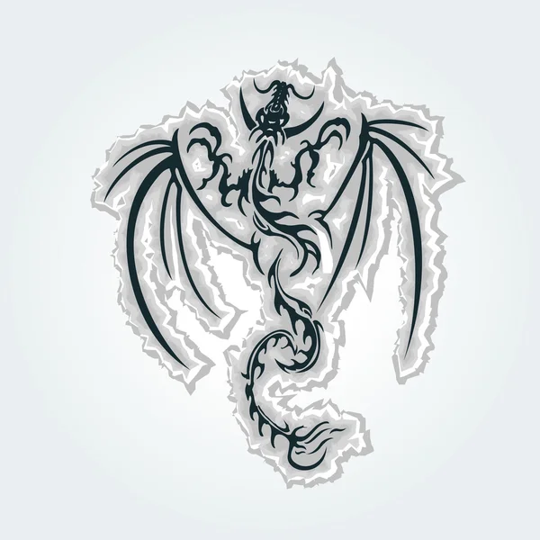 Schöne Drachen-Illustration aus zerrissenem Papier — Stockvektor