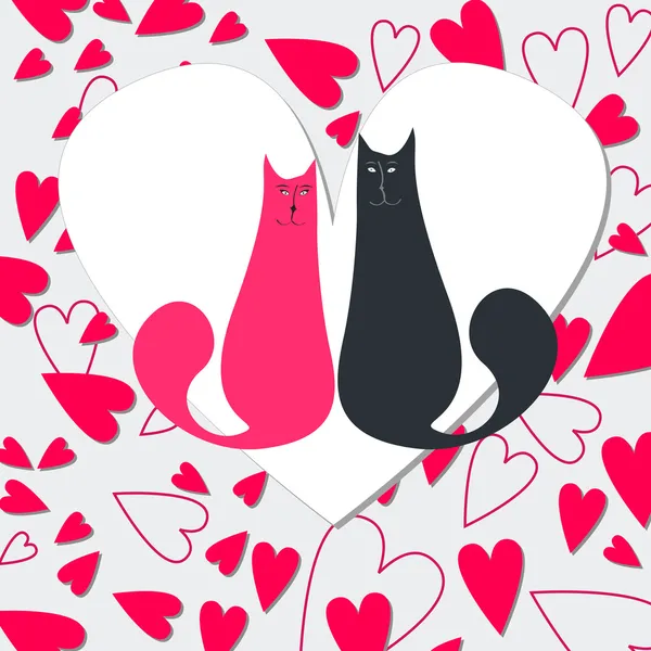 Χαριτωμένα γάτες στην αγάπη — Διανυσματικό Αρχείο