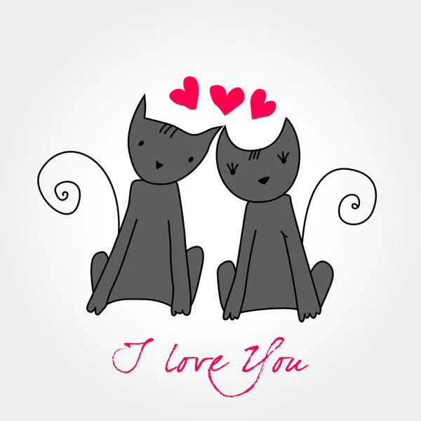 Schattige katten in liefde — Stockvector