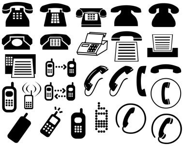 telefon simgeleri, işaretler, çizimler küme. telefon simgeler koleksiyonu.