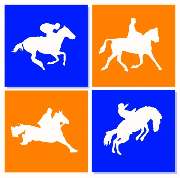 Horse riders silhouettes. Horse icons. — Stock Photo, Image