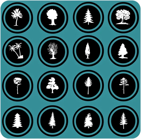 Illustrazione delle sagome degli alberi. icone degli alberi — Foto Stock