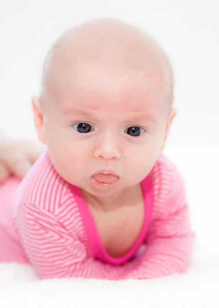 Dziecko 1 miesiąc na białym tle. — Zdjęcie stockowe