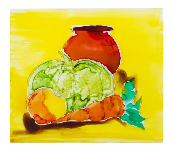 Auf Glas gemalt abstraktes Gemüse — Stockfoto
