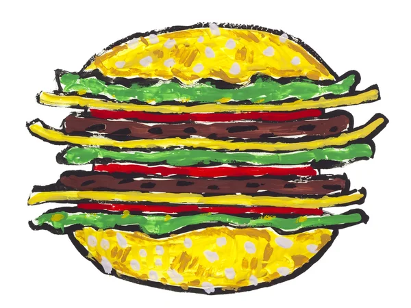 Grande panino hamburger isolato — Foto Stock