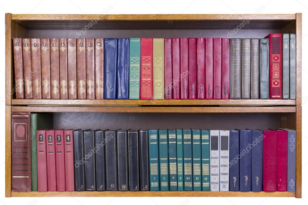 Old Books with color covers on a shelf