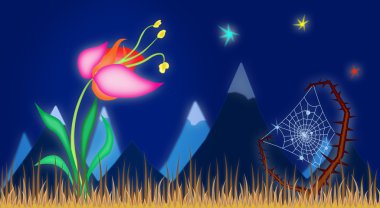 Lonely flower in night clipart