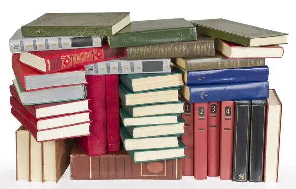 Oude retro kleur dekking boeken heap — Stockfoto