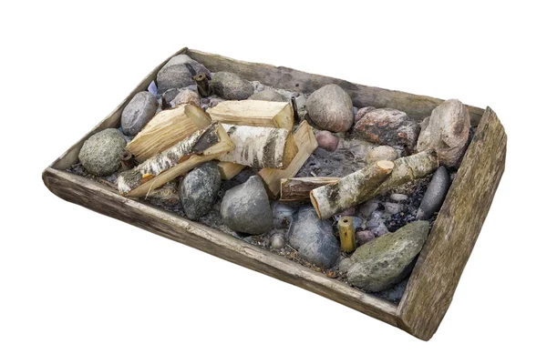 Berk hout en granieten stenen — Stockfoto