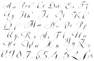 Kaligrafi elle yazılmış alfabesi