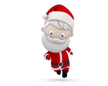 Santa in a hurry! Social 3D characters: Santa Claus in haste Christmas and New Year concept. New constantly growing collection of expressive unique multiuse images. Isolated. clipart