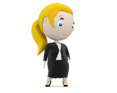 Businesswoman! Social 3D characters: business lady stands still. New constantly growing collection of expressive unique multiuse images. Concept for woman in business illustration. Isolated. clipart