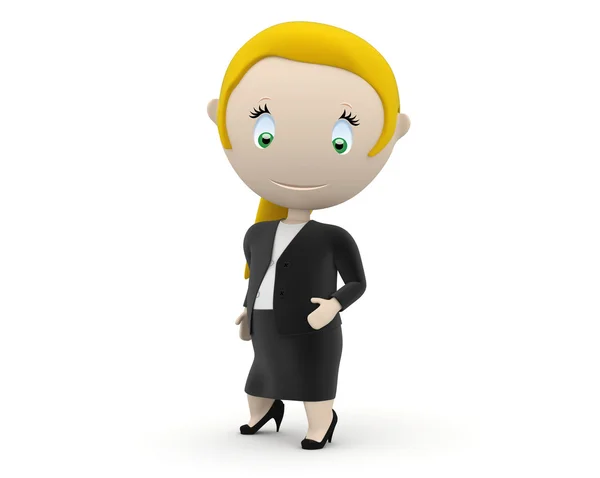 Businesswoman! Social 3D characters: business lady stands still. New constantly growing collection of expressive unique multiuse images. Concept for woman in business illustration. Isolated. — Stock Photo, Image
