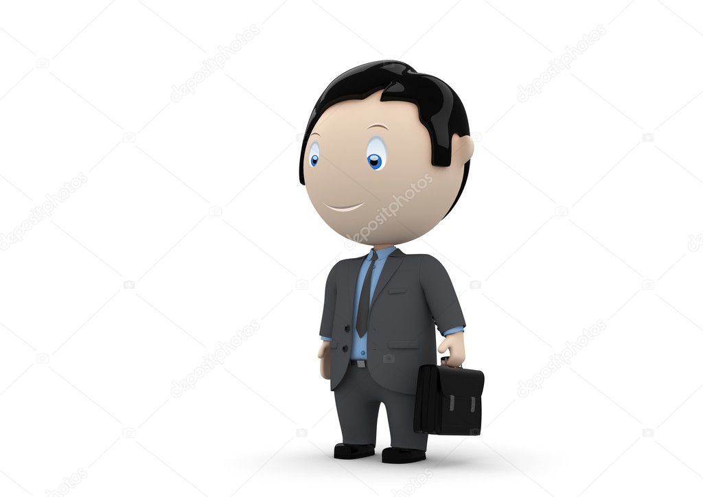 Manager. Social 3D characters: businessman carry briefcase. New constantly growing collection of expressive unique multiuse images.