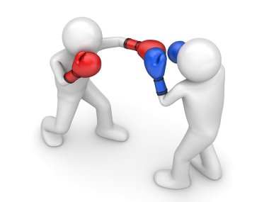 Atack in boxing! (3d isolated characters sports series) clipart