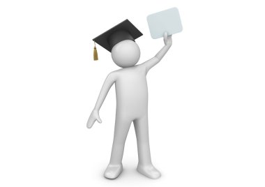 Graduating student, senior with diploma clipart