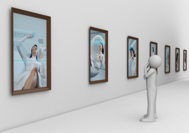 Man in modern photo gallery clipart