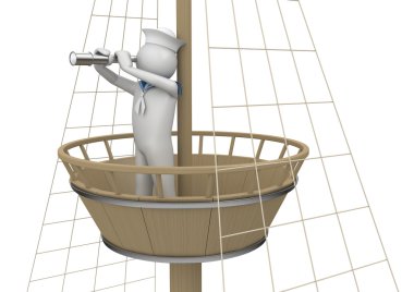 Workers collection - Sailor on watching platform clipart