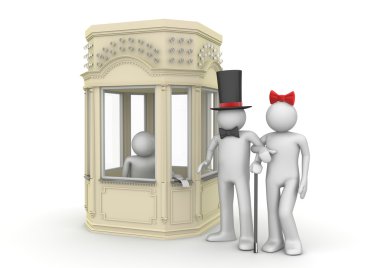 Couple taking tickets in booking office - Entertainment collecti clipart