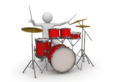 3d  Drummer Music  player clipart