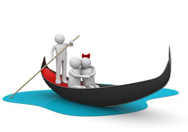 Gondolier and romantic couple in gondola - Workers - Lifestyle c clipart