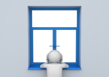 Sad man by the window - Lifestyle collection clipart