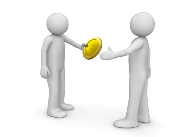 Man giving coin to other clipart