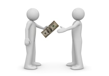 Man gives 100 dollars note to another - Finance collection clipart