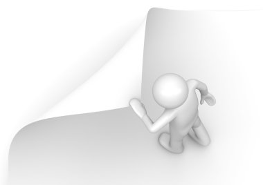 3d human turns page clipart