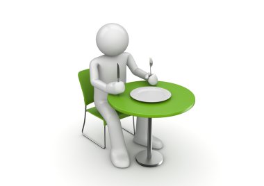 Hungry character waiting for a meal clipart