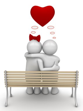 Love thinking embracing couple 2 (love, valentine day series, 3d isolated characters) clipart