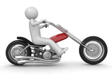 Biker riding chopper clipart