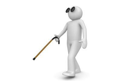 Blind man with walking stick clipart