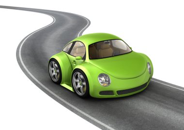 Green micromachine on the road clipart