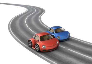 Road race blue red cars clipart