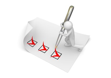 Man marking checkboxes clipart