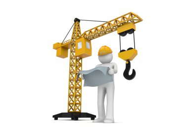Builder and crane clipart