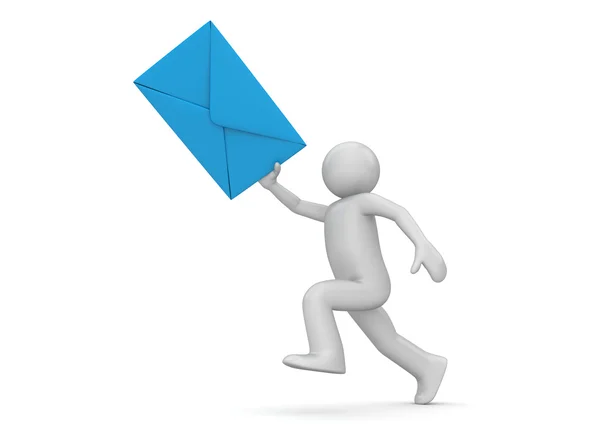 Messenger - human with blue envelope — Stock Photo, Image