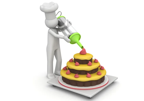 Confectioner working with creme — Stock Photo, Image