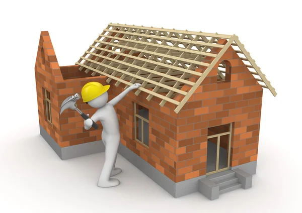 Workers collection - Carpenter on roof timber — Stock Photo, Image