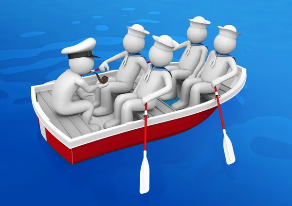 Workers collection - Ship squad in lifeboat — Stock Photo, Image