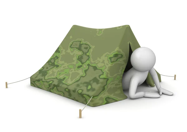 Turysta w namiocie - wypoczynek zbiory — Zdjęcie stockowe