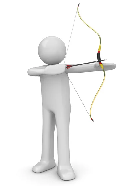 Archer aiming (3d isolated characters sports series) — Stock Photo, Image