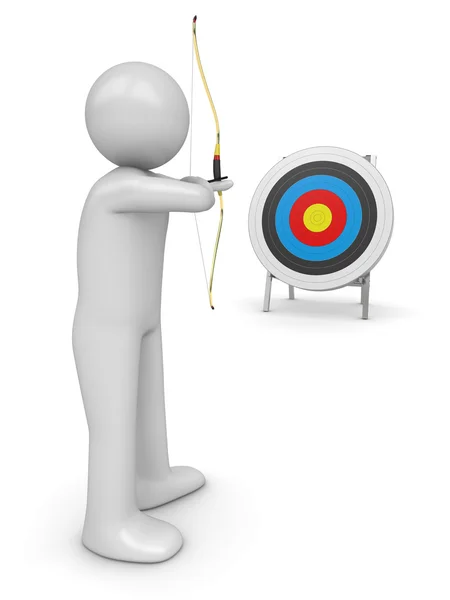 Archer aiming target (3d isolated characters sports series) — Stock Photo, Image