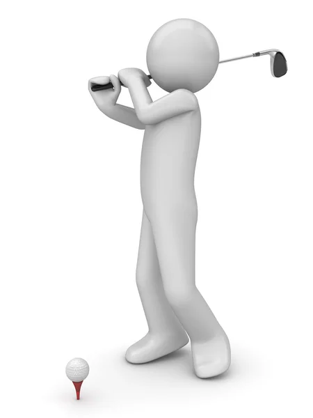 Golfman con palo de golf (3d aislado personajes deportes serie ) — Foto de Stock