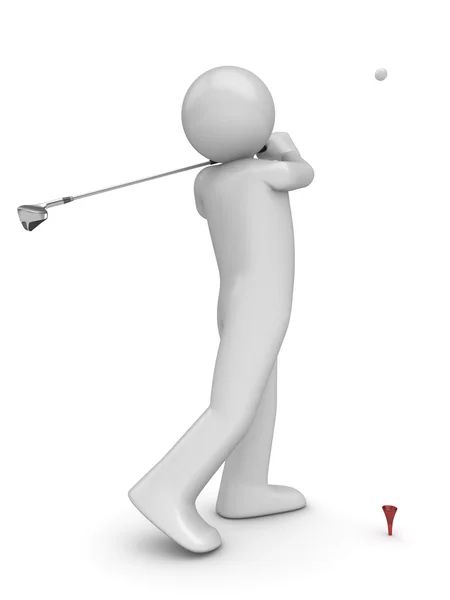 Golfman w skoku (3d znaków na białym tle sportowych serii) — Zdjęcie stockowe