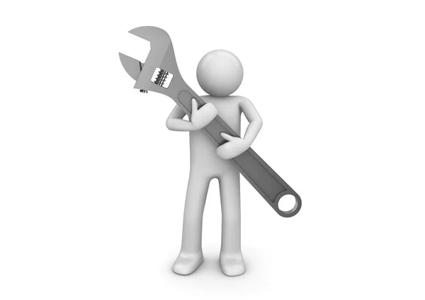 Support wrench (3d isolated characters, business series) — Stock Photo, Image