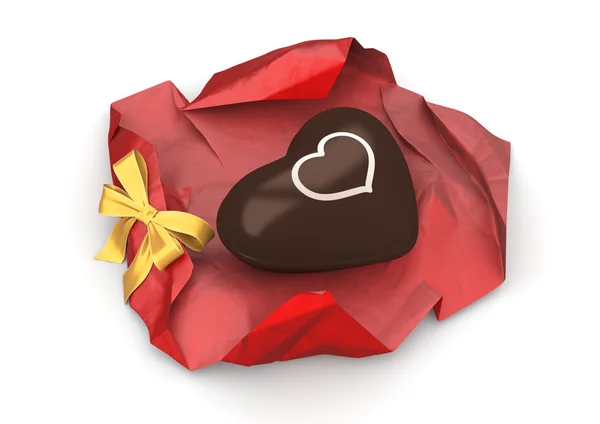Sweet chocolate heart unwrapped — Stock Photo, Image